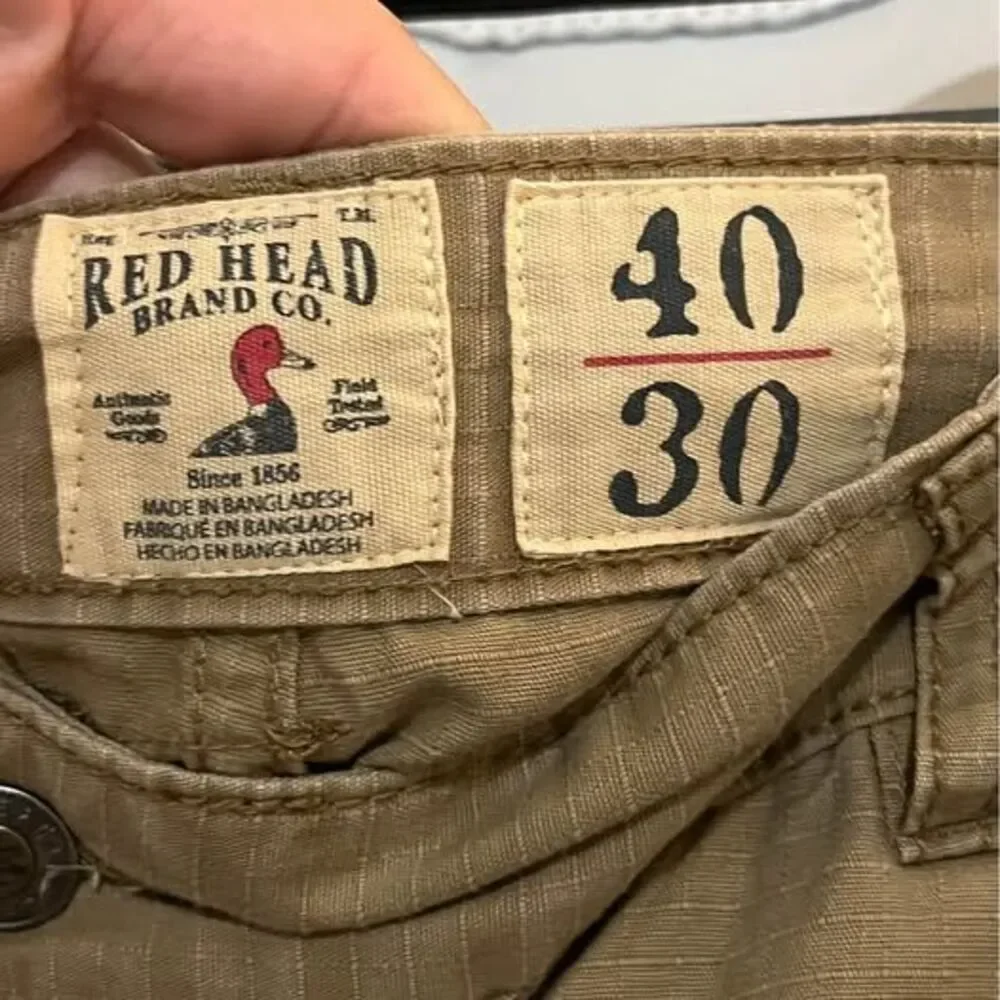 RedHead Pants Mens 40x30 Cargo Flat Front Straight Khaki Brown Outdoors